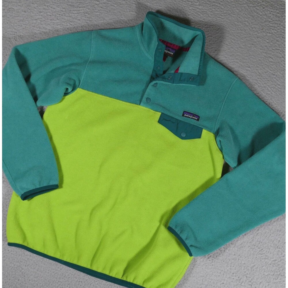 Patagonia Synchilla Snap T Fleece Pullover Women’s Medium Green/Lime